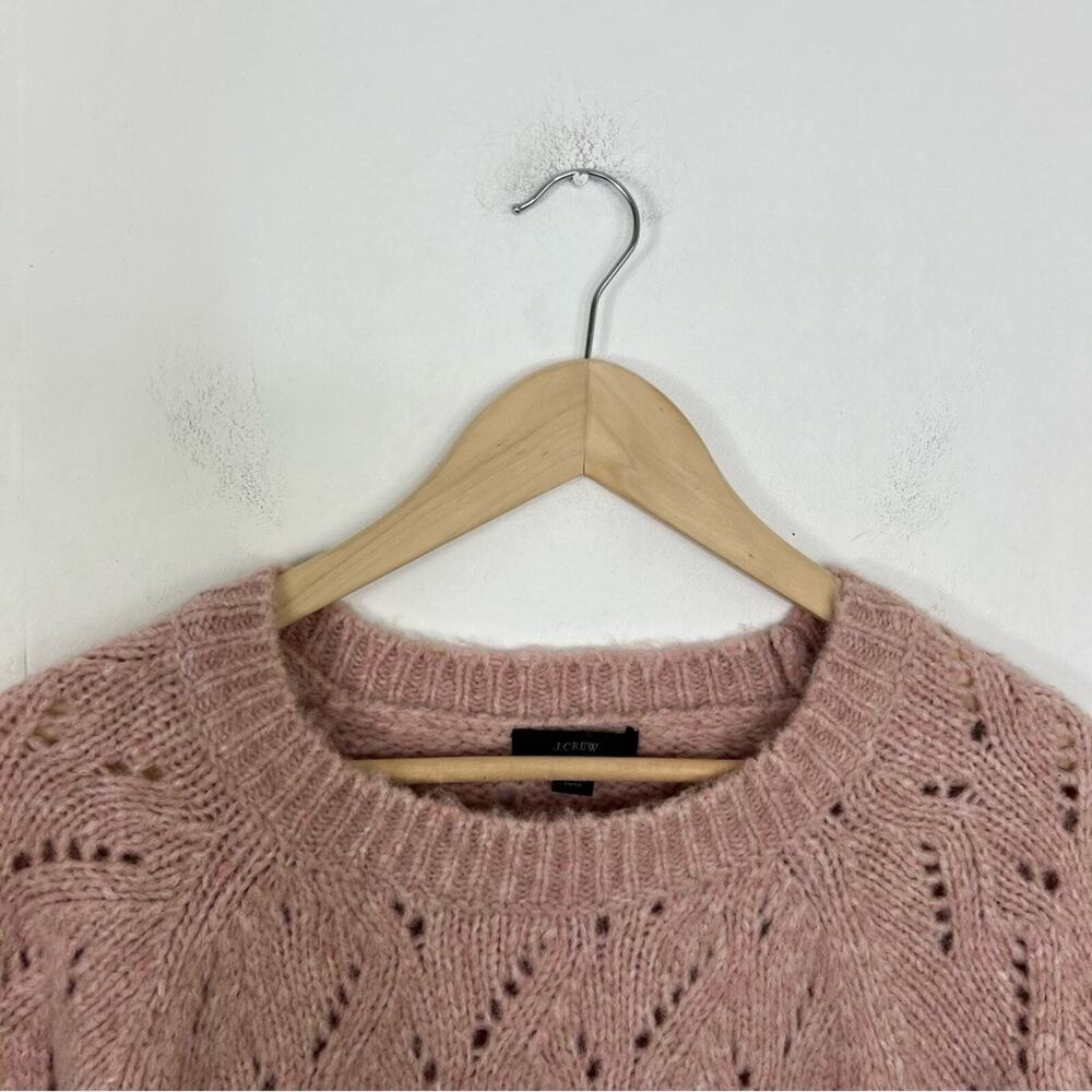 J. Crew Pointelle Heather Pink Crewneck Wool Blend Sweater Size Large - Picture 10 of 13